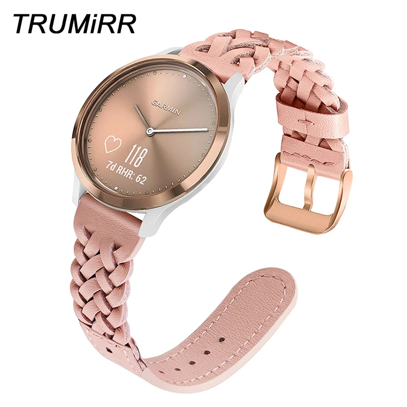 Women Braid Leather Watch Band for Garmin Vivomove HR 3S/ Vivoactive 3 4S/  Venu 2S Sq Music / Forerunner 245 645 Watchband Strap|Watchbands| -  AliExpress