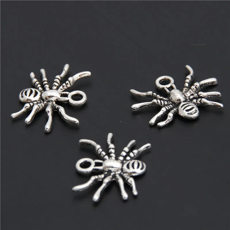 50pcs Halloween Jewelry Charms Spider Pendant Craft Supplies For Diy