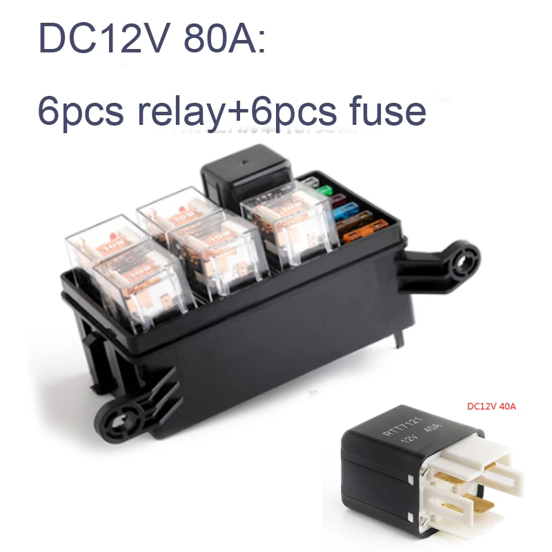 Caixa de Fusíveis 5way para Nacelle Carro Relé Bloco Tronco Seguro Conjunto Completo Dc12v 24v 80a 6 2 6 relé bloco 5way para nacelle carro