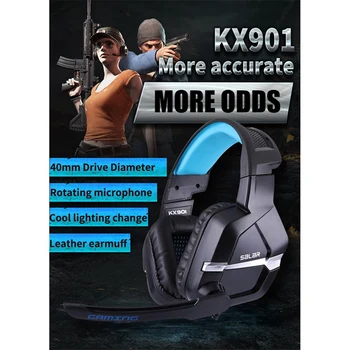 

Salar KX901 Gaming Headset Wired Headband with Mic/LED Light Over Ear Stereo Deep Bass for Computer Gamer Earphone Headphones