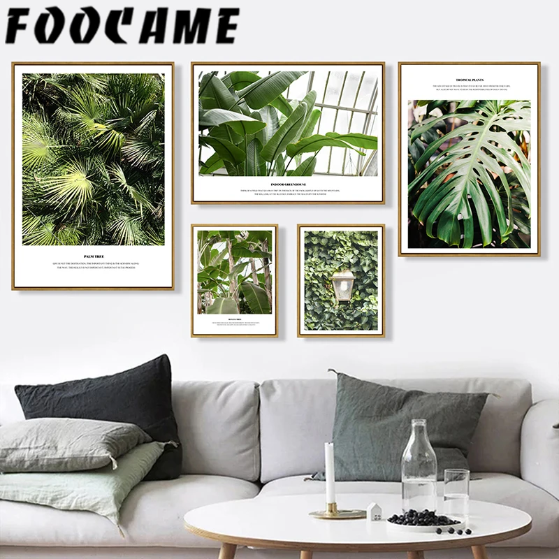 Nordic Green Plant Fern Leaf Monstera Banana Palm Tree Wall Painting Canvas Art Print Modern Decor Poster Living Room Pictures | Дом и сад