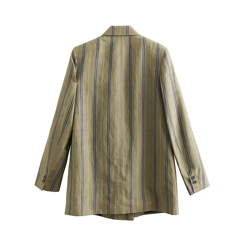 

2019 Spring New Style Europe And America Retro British Style Loose-Fit Slimming Mid-length Stripes Casual Small Suit Coat Women'