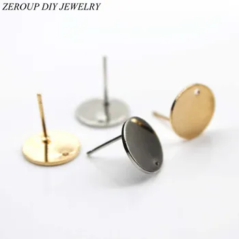

Gold Silver Color Plated Earring Setting Round Cabochon Base Earring Accessories Copper Material DIY Handmade Craft 10pcs
