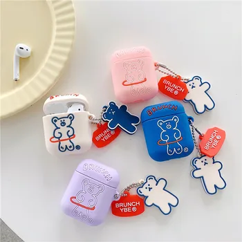 

fundas For AirPods 2 Case airPods Cute cartoon bear Pendant keyring headphone case Cute For Air pods silicone Earphone Cover