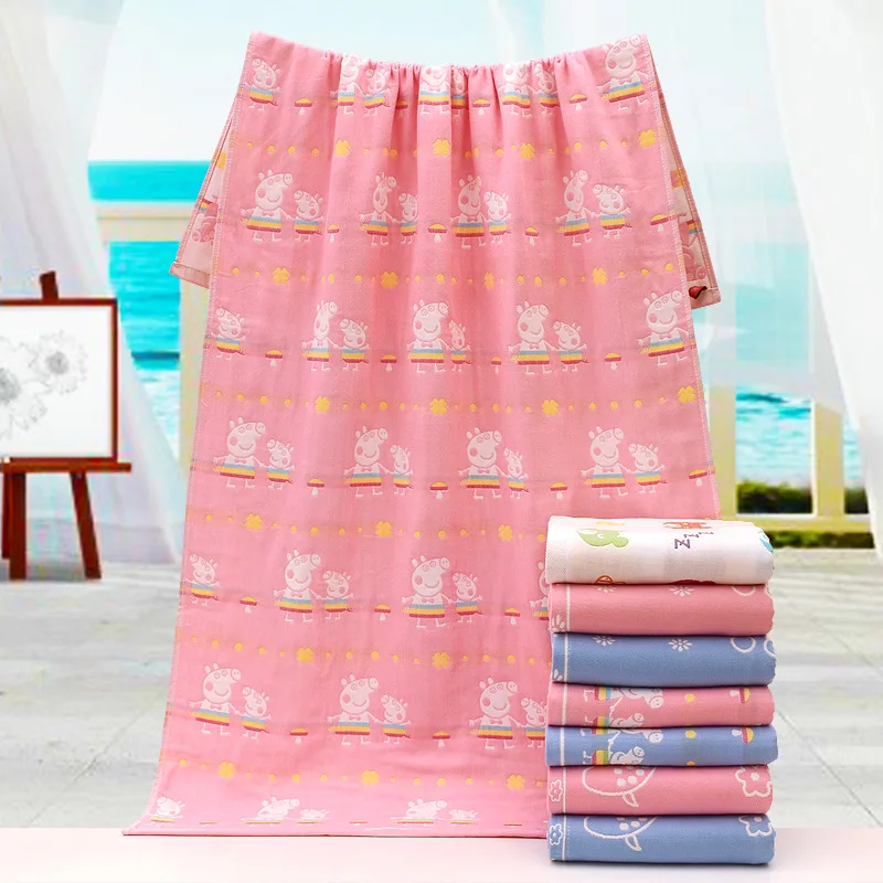 

Combed Cotton Gauze Children's Quilt Home Daily Use 70*140 Multi-color Cartoon Soft Baby Towel