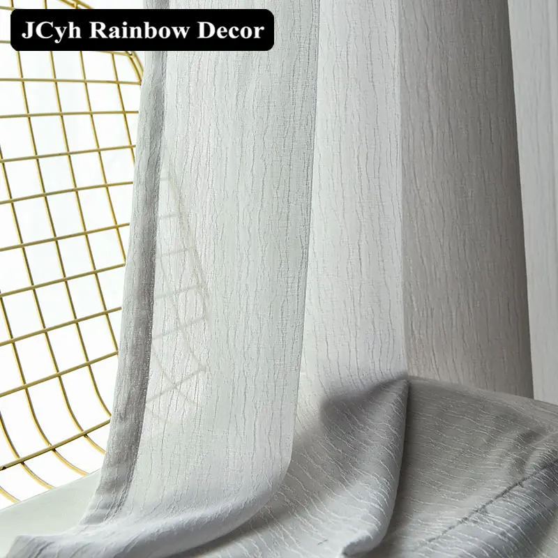 Light Grey curtains JCyh современный полосатый фатин занавес s для гостиной спальни супер мягкая занавеска для окна домашний декор ткани вуаль занавес Tende - Цвет: Light Grey curtains