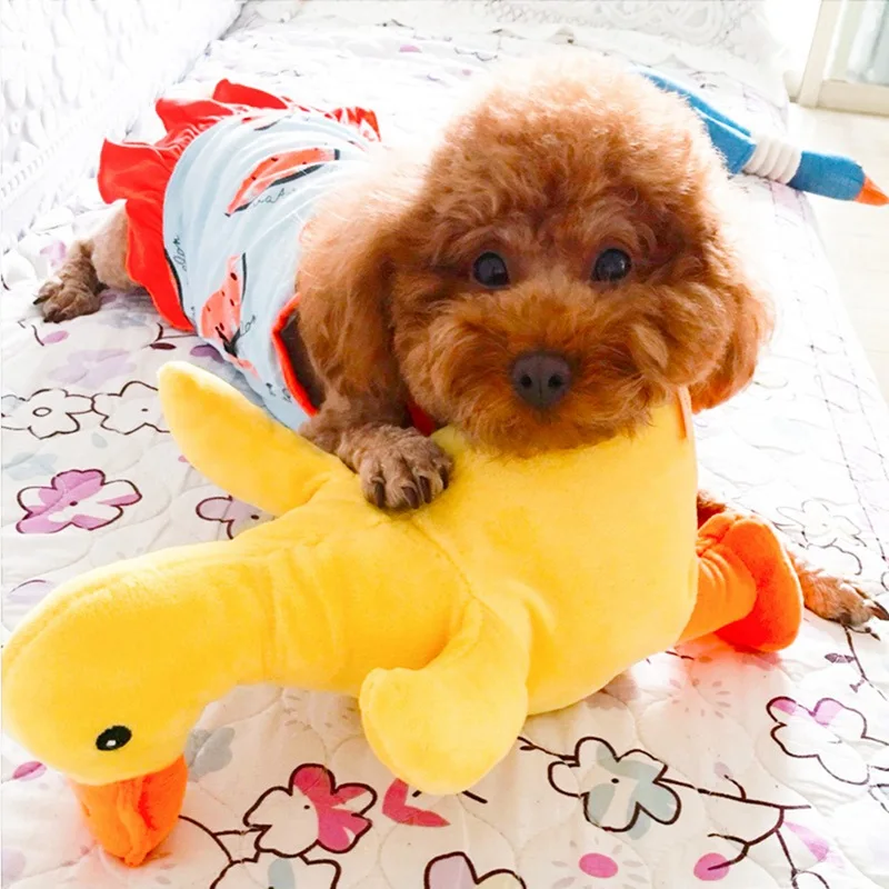 Pet dog toy vocal plush duck VIP teddy the bear law venting bite screaming chicken pillow Small Yellow Goose Soft Material Safe |