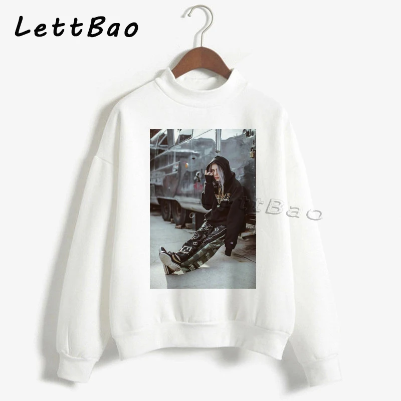 1 Billie Eilish толстовки свитер уличная Эстетическая Готическая Moletom Feminino Ullzang Harajuku на заказ Женская толстовка Femme 90s - Цвет: 1