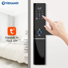 Tuya APP отпечаток пальца умный дверной замок Wifi код карты ключ интеллектуальный электронный замок с дверной звонок для домашней безопасности