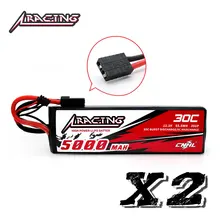 CNHL Racing – batterie Lipo 5000mAh, 3S 30C, 11.1V, avec prise TRX, pour Traxxas Axial RC Truggy Racing Slash 4x4, 2 unités