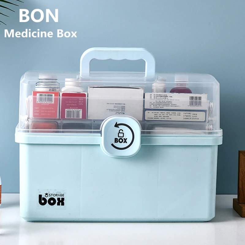 Large Capacity 3 Layer Folding Medicine Bins First Aid Kit Commonly Used Medicine  Storage Box Family Emergency Pill Organizer - AliExpress