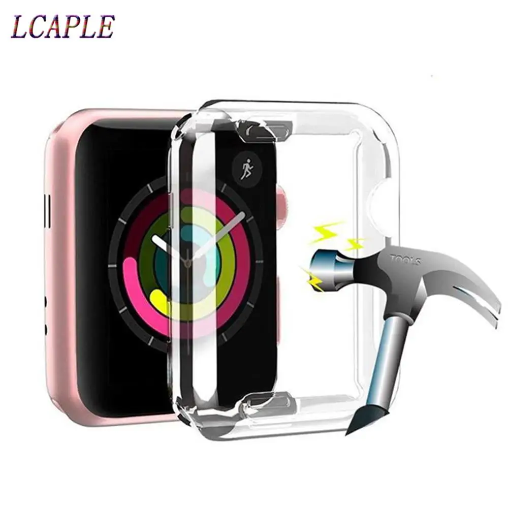 Хохлатая Экран протектор чехол для apple watch 4/3/2/1 Iwatch 42 мм/38mm/44mm/40 мм Силиконовые Мягкие все вокруг ультра-тонкий прозрачная крышка