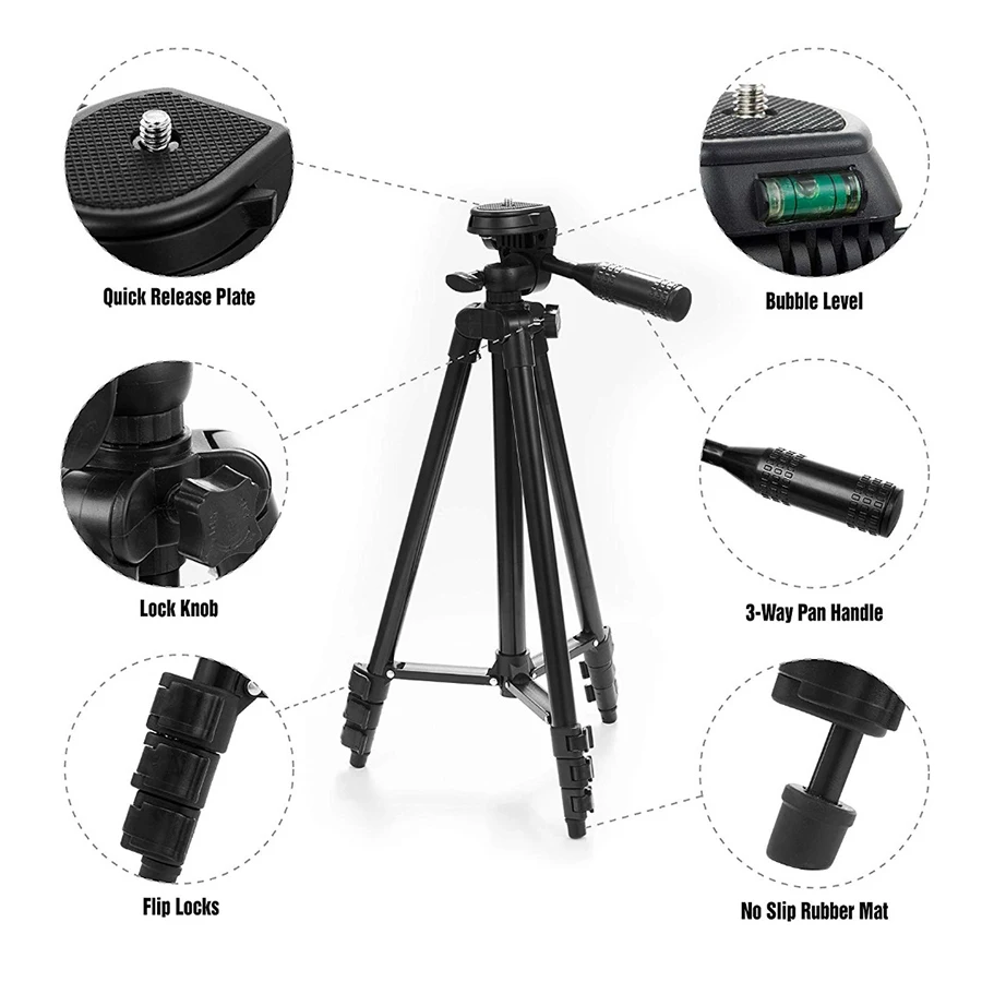 Liga de Alumínio Kits com Luz de Preenchimento Vídeo para Xiaomi Mamen Portátil Tripé Vlogging Huawei Telefone Câmera Universal 3120 - Image 3