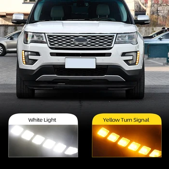 

CSCSNL 2Pcs For Ford Explorer 2016 2018 Yellow Turn Signal Function ABS Car 12V LED DRL LED Daytime Running Light Daylight
