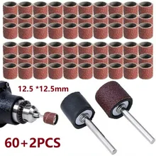 Kit de mandrins de ponçage en caoutchouc, 60 pièces avec 2 pièces de 1/2 ", accessoires rotatifs, grain de 60 à 600