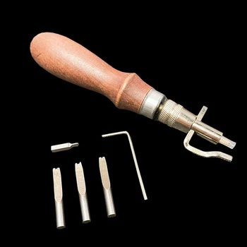 

MIUSIE 5 in 1 Pro Leather Craft Edge Press Kit Adjustable Stitching and Groover Crease Leather Stitching Tool Sewing Tools