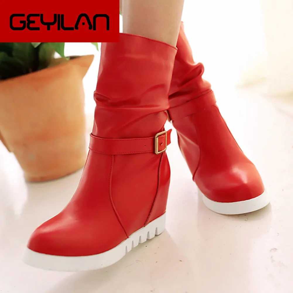 

New Dropship Fashion Women Boots Woman Shoes Platform Wedges Shoes Women High Heels mid-calf Boots Shoes Woman