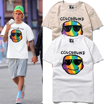 

2020 New COLORBLIND Tee Hip Hop Justin Bieber T-shirt Men Women High Quality Colorblind T-shirts Color avatar Print Logo Tops