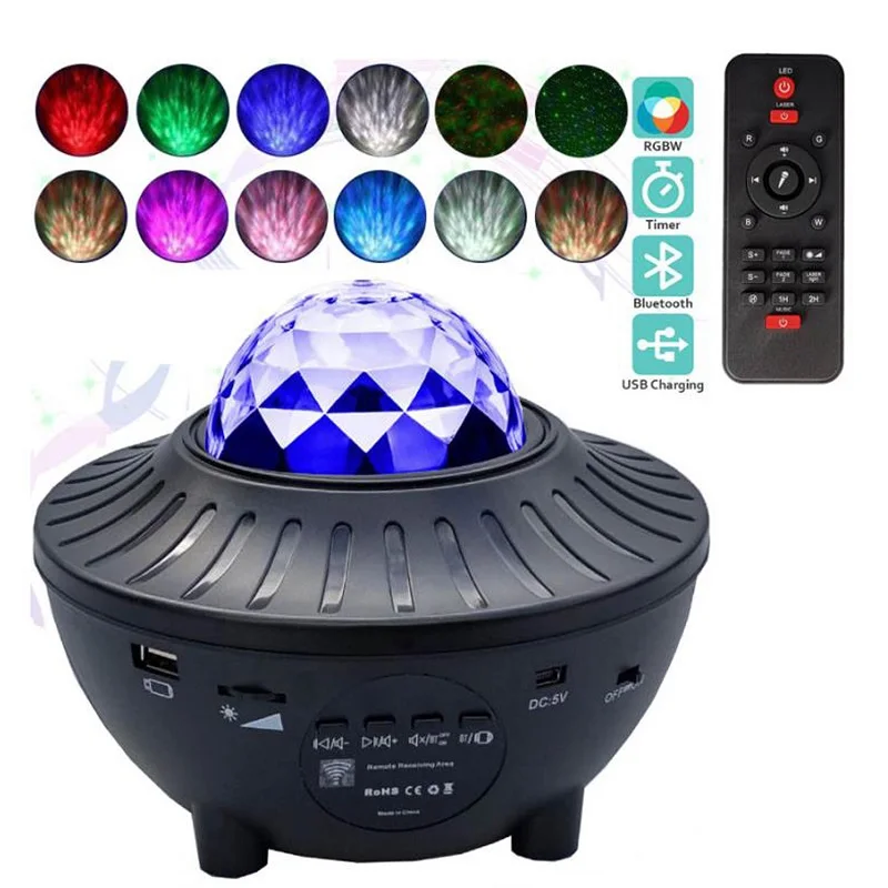 Colorful Projector Starry Sky Night Blueteeth USB Voice Control Music Player Children's Night Light Romantic Projection Lamp