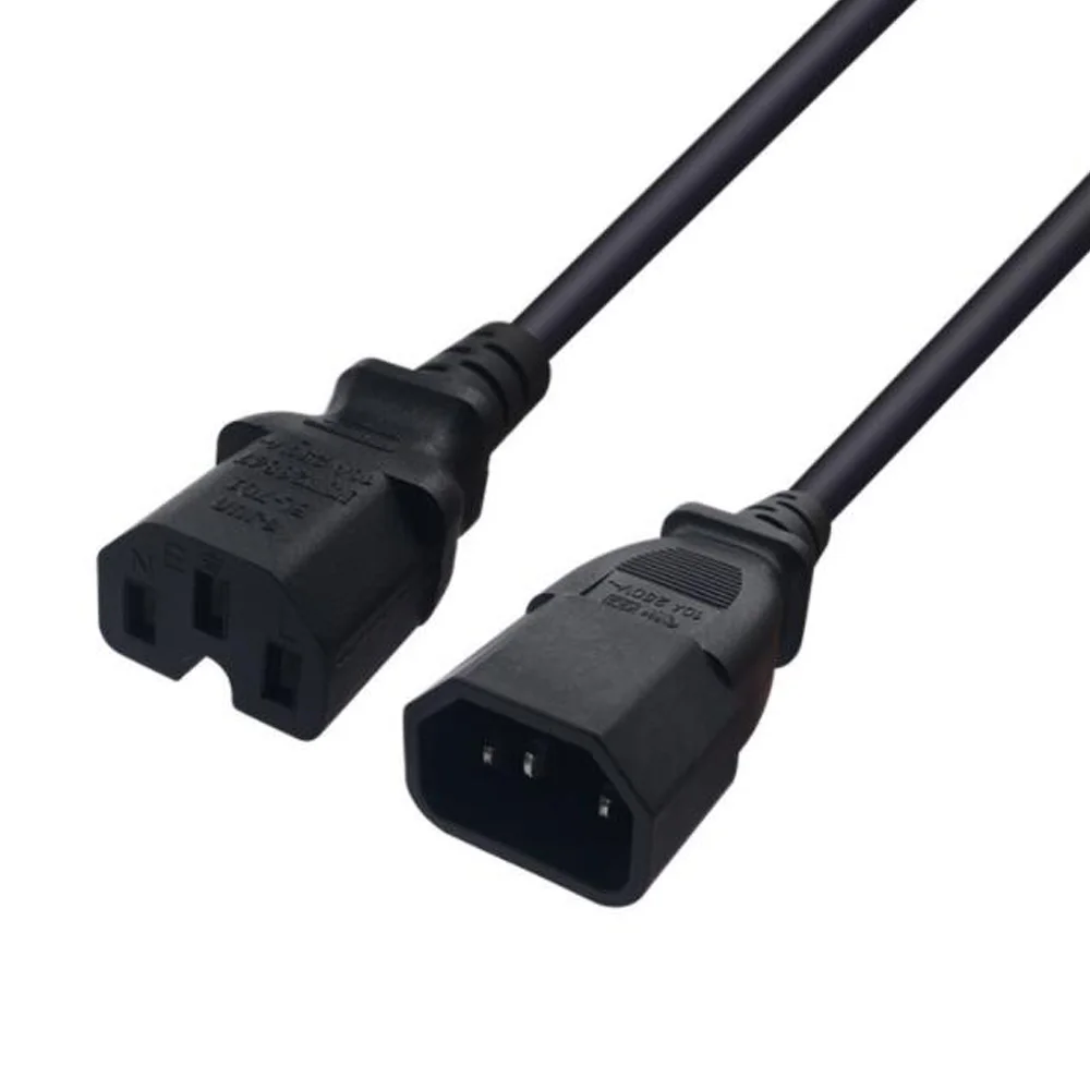 Black 1.0M 2.0M 3.0M PVC Copper IEC320 C13 C14 C15 C19 C20 extension power cord 10A / 16A charging cable usb c Cables & Adapters