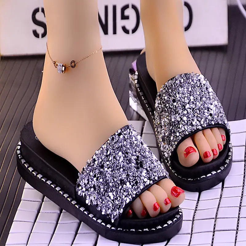 2021 Women Summer Sandals Slipper Indoor Outdoor Flip-flops Beach Shoes New Fashion Female Casual Flower Cool Platform Slipper
