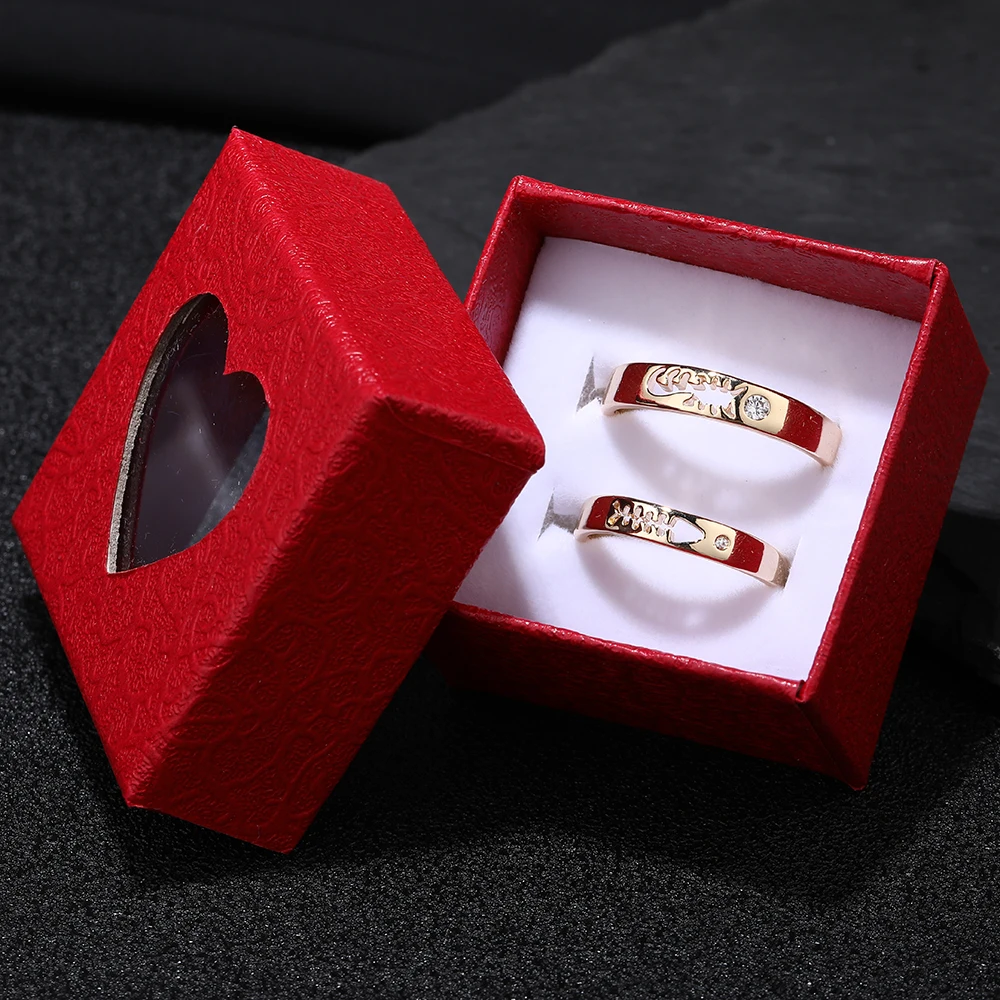 Good Value Couple Rings Zircon Jewelry Engagement Crystal Wedding-Gift Adjustable Gold-Color Minimalist B6qpedEay5k