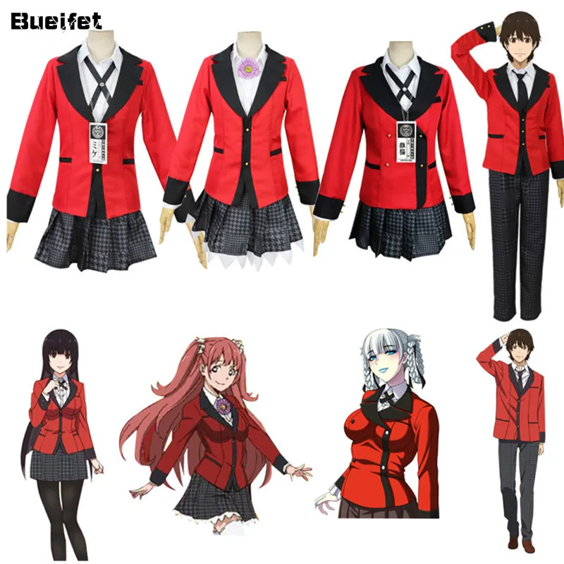JP Anime Kakegurui Igarashi Sayaka Jabami Yumeko Japanese High School Uniform Compulsive Gambler Runa Yomozuki Cosplay | Тематическая