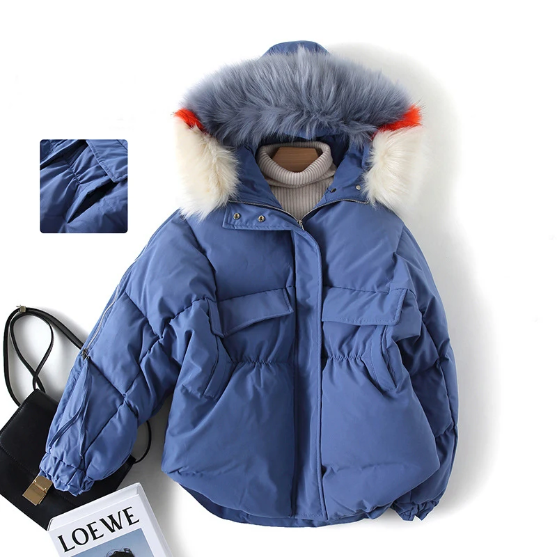 Зимняя женская куртка из искусственного меха, парки с капюшоном, теплое короткое пальто, свободное пуховое зимнее пальто с хлопковой подкладкой для женщин