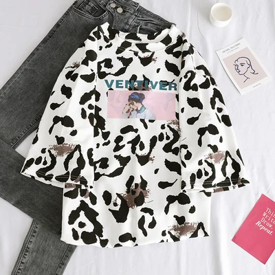 Xian 617 bai Лето, повседневные женские футболки Ulzzang, уличная одежда kawaii, мультяшный принт, футболка в Корейском стиле, Топы Harajuku, футболка с коротким рукавом - Цвет: Xian 617 bai