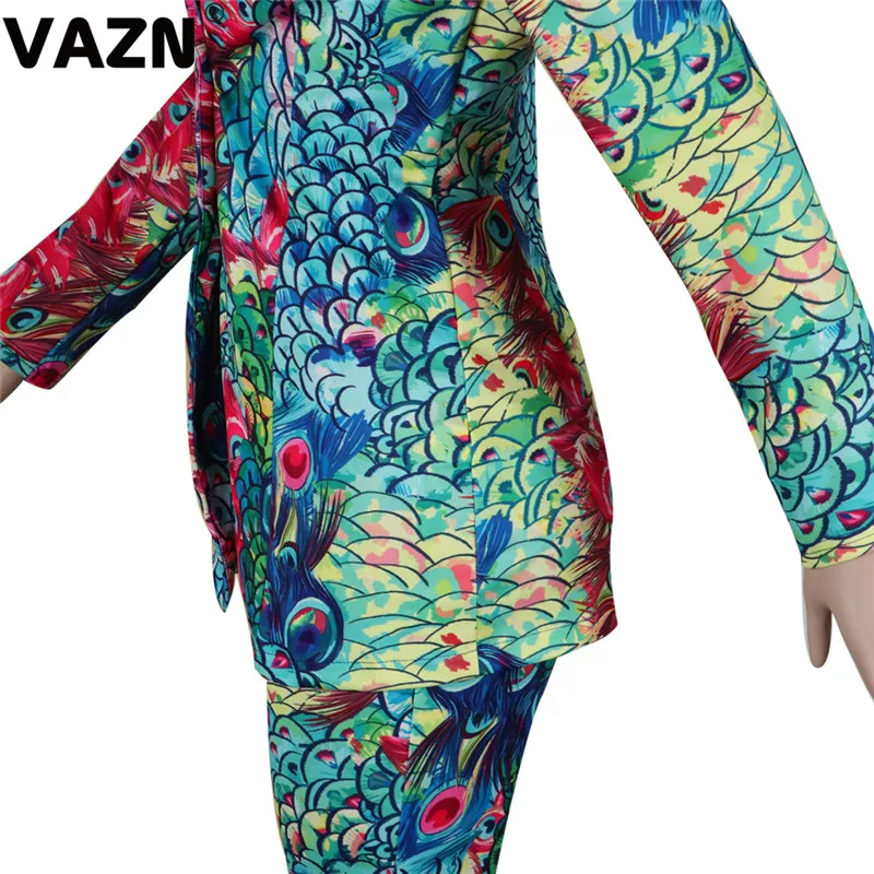VAZN, осень, формальный, неопрятный, сексуальный, модный, 2 цвета, длинный рукав, Блейзер, топ, длинные штаны, для женщин, тонкий, комплект из 2 предметов