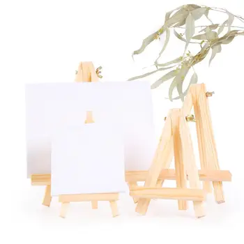 

Mini Canvas And Natural Wood Easel Set For Art Painting Supply For Children Craft Toys Drawing Educational Wedding W9W2