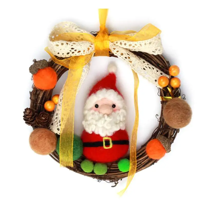 

Christmas Craft Handmade Wool Felt DIY Garland Wreath Wool Felting Craft Needle Felting Kit For Christmas