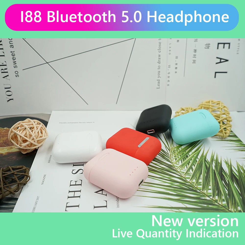 I88 TWS, беспроводные наушники с Bluetooth,, сенсорное управление, стерео гарнитура, мини, свободные руки, оригинальные Bluetooth наушники