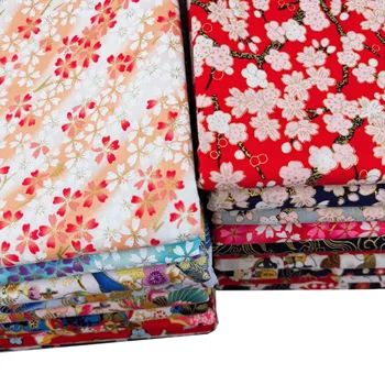 

DIY Table Cloth and Patchwork Quilting Home Textile Curtion Material Hot Bronzed Fabric Japanese Style Cherry blossoms Fabric