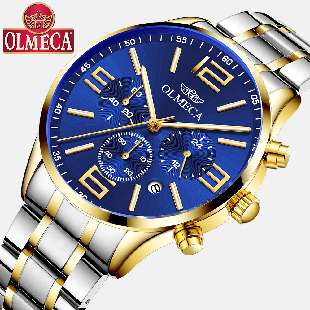 

Olmeca Three Eye Six Needle Multi-functional Waterproof Watch Popular For Men Non Mechanical Watch
