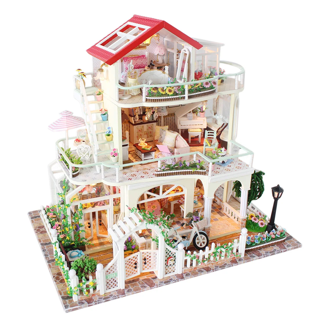 

Doll House DIY Wooden Assembly Cabin Educational Toys With Light And Music Dollhouse Toys For Children Birthday Gift-All The Way