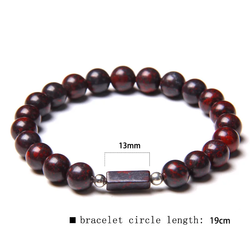 Natural Bloodstone Beads Bracelet Round 8mm Energy Tiger Eye Stone Beaded Charm Bracelet for Women Men Yoga Jewelry Dropshipping plain bangles