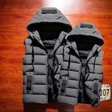 Мужские Пуховые жилеты, 3 цвета, зимние куртки, жилет, мужская мода, без рукавов, одноцветная, на молнии, пальто, теплое, флисовое, плотное пальто