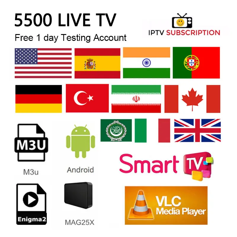 

IPTV subscription 1 year Arabic Europe USA Germany Canada Italy Russia Africa Spain France India Latin America smart iptv m3u TV