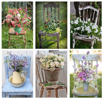 

5d Diamond Painting Full Drill Round Flowers On Chair DIY Diamond Embroidery Cross Stitch Diamond Mosaic Home Decor