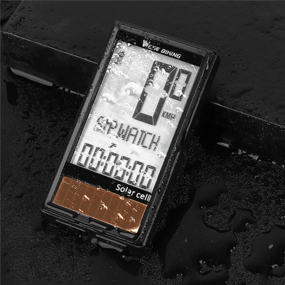 Солнечная батарея, 5 языков, беспроводной Велосипедный компьютер, Автоматическое включение/выключение, велосипедный спидометр, одометр, водонепроницаемая подсветка, велосипедный секундомер