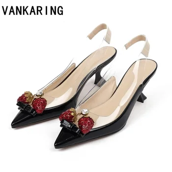 

new fashion design mixed leather pumps sexy pointed toe spring summer sandals high heels women party slippers ladies nude pumps