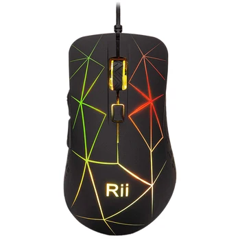 

HOT-Rii Ergonomic Wired Mouse,5-Button USB Wired Optical Mouse Optical Mice,7 Colors RGB LED Breathing Light for Notebook