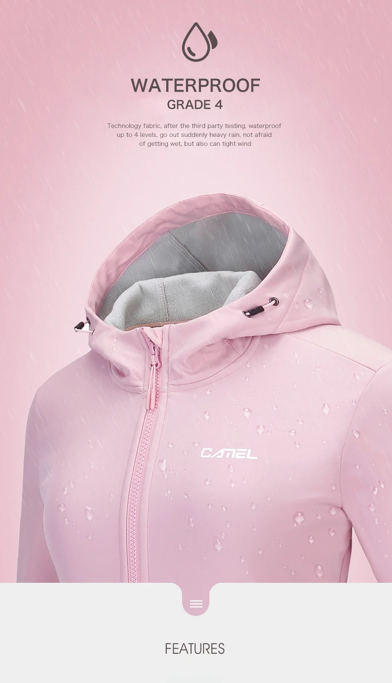 Description Picture 4 of itemGOLDEN CAMEL Outdoor Hiking Jackets Women Men Autumn Warm Windbreakers Softshell Jacket for Men Unisex Coat Sports Clothing Tops