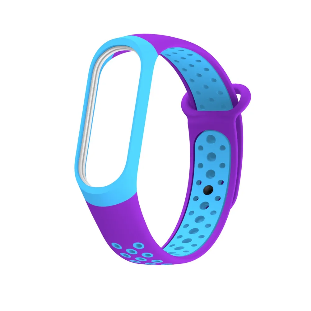 Для mi Band 3 4 ремешок Спортивные Силиконовые часы наручные браслет mi band 3 ремешок аксессуары браслет Смарт для Xiaomi mi 3 4 ремешок - Цвет: blue Violet