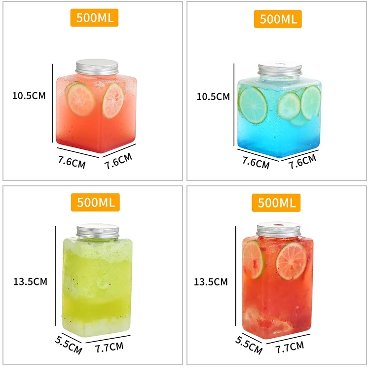 40pcs/lot Mason Jars Storage Beverage Bottles Plastic Transparent Empty Aluminum Screw Cap Refillable Bottle Travel Portable
