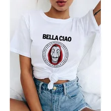 Showtly 2020 La Casa De Papel camiseta dinero robo camisetas TV BELLA CIAO mujeres Streetwear La Casa De Papel divertido Harajuku De gran tamaño