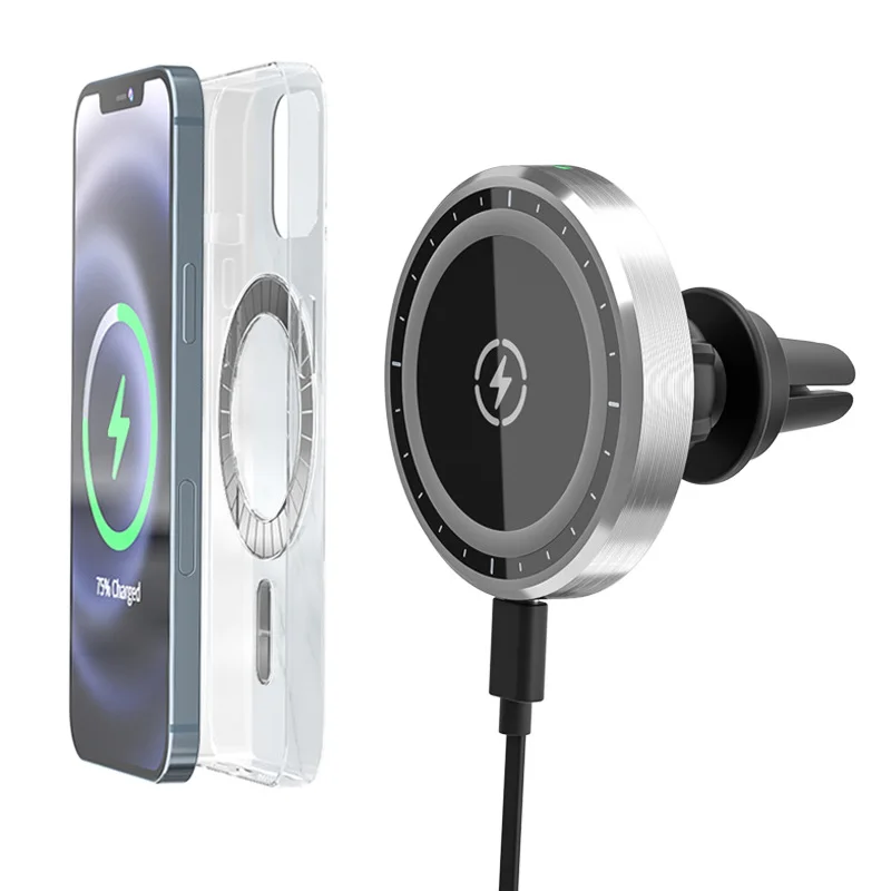 Magnetic Wireless Car Charger Mount Magsafe for iPhone12 mini Pro Max Fast Charging Wireless Charger Adjustable Car Phone Holder