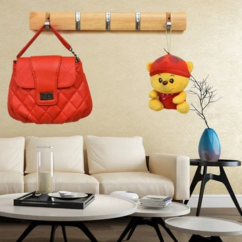 

HOT-New Wooden Towel Hanger Wall Mount Holder Door Hook Rack Foldable Coat Hat Wood Color