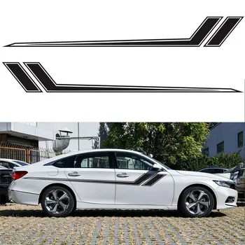 

100% Brand New 2pcs Car Truck Sticker Or Styling Skirt Waist Line Stripe Racing Graphic Decal Easy To Install
